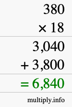 How to calculate 380 times 18 using long multiplication How to calculate 380 times 18 using long multiplication