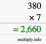 How to calculate 380 times 7 using long multiplication