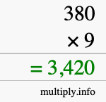 How to calculate 380 times 9 using long multiplication How to calculate 380 times 9 using long multiplication