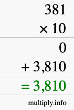 How to calculate 381 times 10 using long multiplication How to calculate 381 times 10 using long multiplication