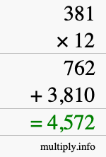 How to calculate 381 times 12 using long multiplication How to calculate 381 times 12 using long multiplication
