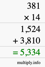 How to calculate 381 times 14 using long multiplication How to calculate 381 times 14 using long multiplication