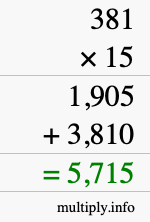 How to calculate 381 times 15 using long multiplication How to calculate 381 times 15 using long multiplication