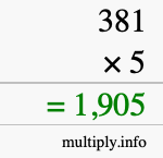 How to calculate 381 times 5 using long multiplication How to calculate 381 times 5 using long multiplication