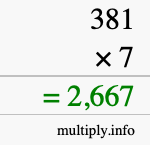 How to calculate 381 times 7 using long multiplication