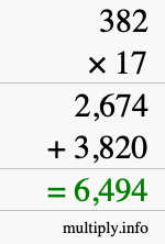 How to calculate 382 times 17 using long multiplication How to calculate 382 times 17 using long multiplication
