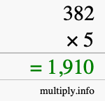 How to calculate 382 times 5 using long multiplication How to calculate 382 times 5 using long multiplication