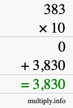 How to calculate 383 times 10 using long multiplication How to calculate 383 times 10 using long multiplication