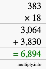 How to calculate 383 times 18 using long multiplication How to calculate 383 times 18 using long multiplication