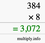 How to calculate 384 times 8 using long multiplication