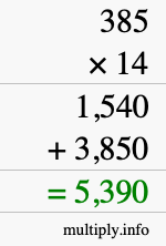 How to calculate 385 times 14 using long multiplication How to calculate 385 times 14 using long multiplication