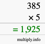 How to calculate 385 times 5 using long multiplication How to calculate 385 times 5 using long multiplication