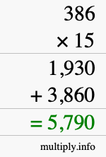 How to calculate 386 times 15 using long multiplication How to calculate 386 times 15 using long multiplication