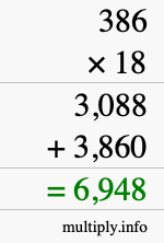 How to calculate 386 times 18 using long multiplication How to calculate 386 times 18 using long multiplication