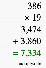 How to calculate 386 times 19 using long multiplication How to calculate 386 times 19 using long multiplication