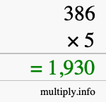 How to calculate 386 times 5 using long multiplication How to calculate 386 times 5 using long multiplication