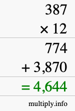 How to calculate 387 times 12 using long multiplication How to calculate 387 times 12 using long multiplication