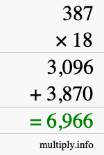 How to calculate 387 times 18 using long multiplication How to calculate 387 times 18 using long multiplication