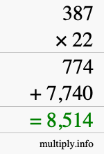 How to calculate 387 times 22 using long multiplication How to calculate 387 times 22 using long multiplication