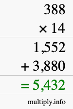 How to calculate 388 times 14 using long multiplication How to calculate 388 times 14 using long multiplication