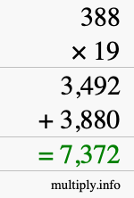 How to calculate 388 times 19 using long multiplication How to calculate 388 times 19 using long multiplication