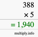 How to calculate 388 times 5 using long multiplication How to calculate 388 times 5 using long multiplication