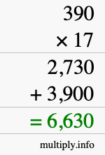 How to calculate 390 times 17 using long multiplication How to calculate 390 times 17 using long multiplication