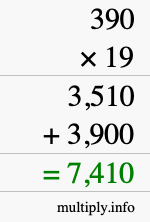 How to calculate 390 times 19 using long multiplication How to calculate 390 times 19 using long multiplication