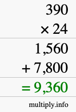 How to calculate 390 times 24 using long multiplication How to calculate 390 times 24 using long multiplication