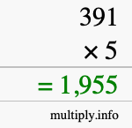 How to calculate 391 times 5 using long multiplication How to calculate 391 times 5 using long multiplication