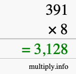 How to calculate 391 times 8 using long multiplication