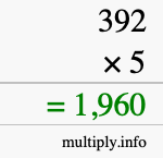 How to calculate 392 times 5 using long multiplication How to calculate 392 times 5 using long multiplication