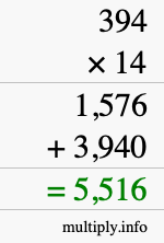 How to calculate 394 times 14 using long multiplication How to calculate 394 times 14 using long multiplication