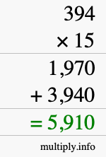 How to calculate 394 times 15 using long multiplication How to calculate 394 times 15 using long multiplication