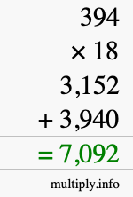How to calculate 394 times 18 using long multiplication How to calculate 394 times 18 using long multiplication