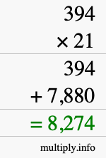 How to calculate 394 times 21 using long multiplication How to calculate 394 times 21 using long multiplication