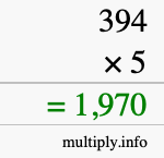 How to calculate 394 times 5 using long multiplication How to calculate 394 times 5 using long multiplication
