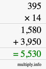 How to calculate 395 times 14 using long multiplication How to calculate 395 times 14 using long multiplication