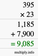 How to calculate 395 times 23 using long multiplication How to calculate 395 times 23 using long multiplication