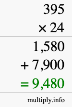 How to calculate 395 times 24 using long multiplication How to calculate 395 times 24 using long multiplication
