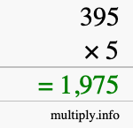 How to calculate 395 times 5 using long multiplication