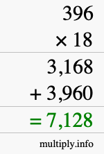 How to calculate 396 times 18 using long multiplication How to calculate 396 times 18 using long multiplication