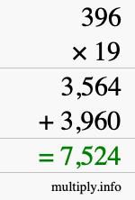 How to calculate 396 times 19 using long multiplication How to calculate 396 times 19 using long multiplication