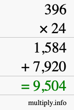 How to calculate 396 times 24 using long multiplication How to calculate 396 times 24 using long multiplication