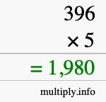 How to calculate 396 times 5 using long multiplication How to calculate 396 times 5 using long multiplication