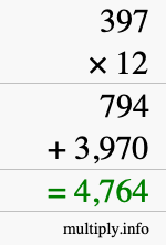 How to calculate 397 times 12 using long multiplication How to calculate 397 times 12 using long multiplication
