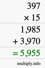 How to calculate 397 times 15 using long multiplication How to calculate 397 times 15 using long multiplication