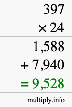 How to calculate 397 times 24 using long multiplication How to calculate 397 times 24 using long multiplication