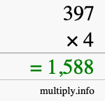 How to calculate 397 times 4 using long multiplication