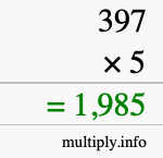 How to calculate 397 times 5 using long multiplication How to calculate 397 times 5 using long multiplication